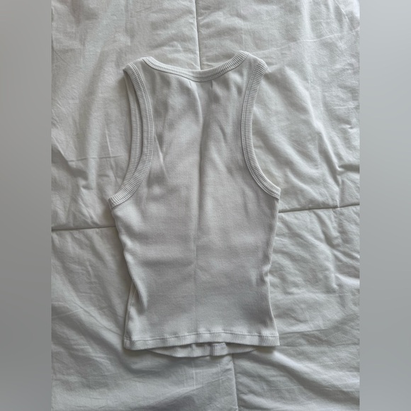 Motel Rocks Cariter Racer Vest Top In Ribbed White - Picture 6 of 7